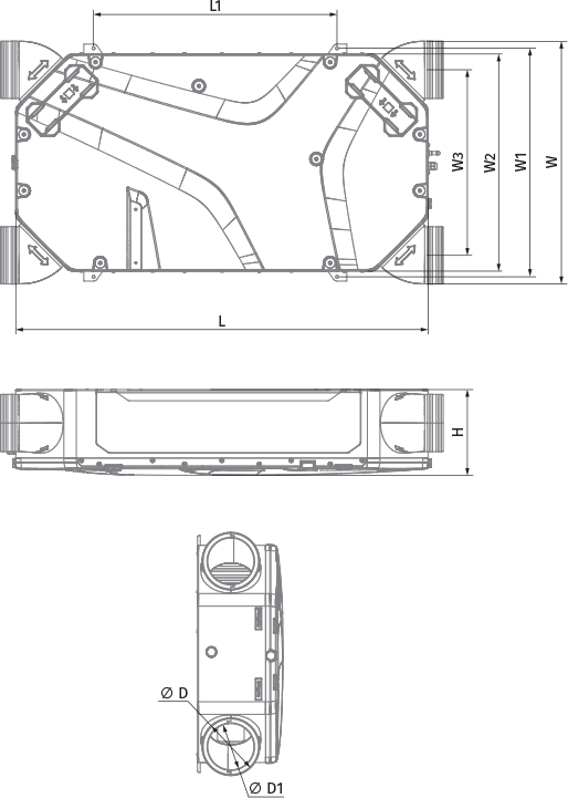 Vents Reneo-Fit D 200 S21 - Dimensions