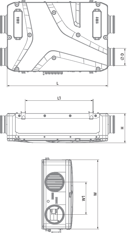 Vents Reneo D 240-E S21 - Dimensions