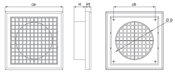 Vents DECOR-EG 155x155/100s - Dimensions