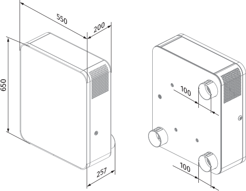 Blauberg Freshbox E-100 ERV WiFi - Dimensions