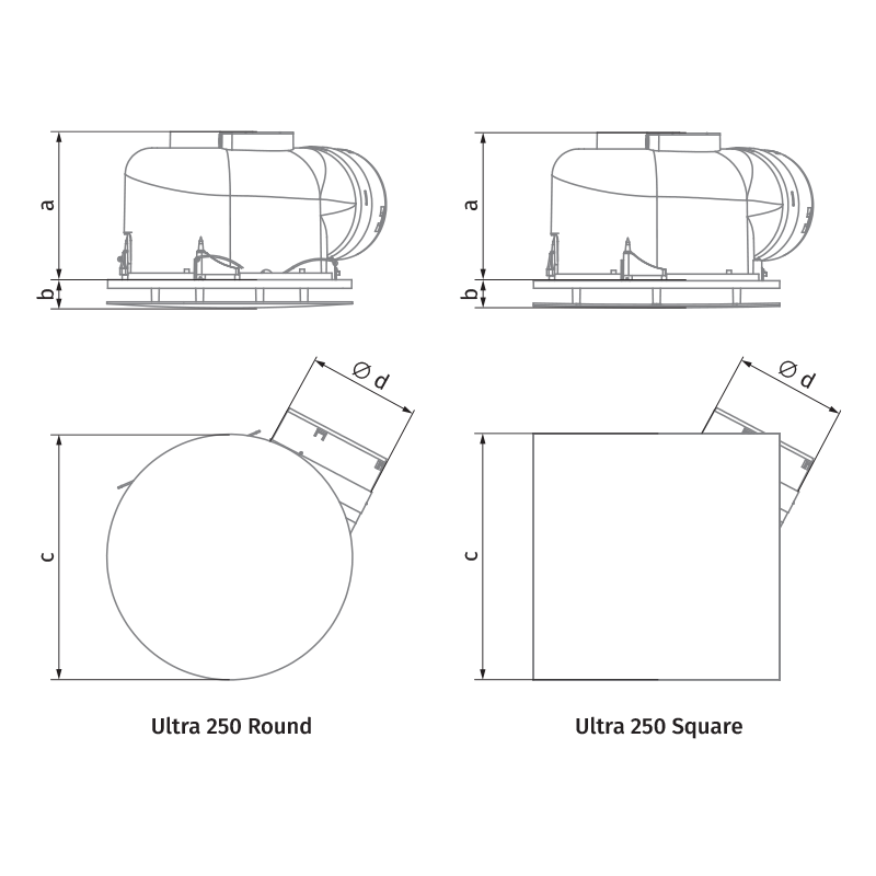 Vents Ultra 250 T - Dimensions