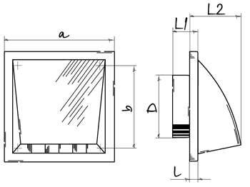 Vents Decor 155x155/100HK - Dimensions